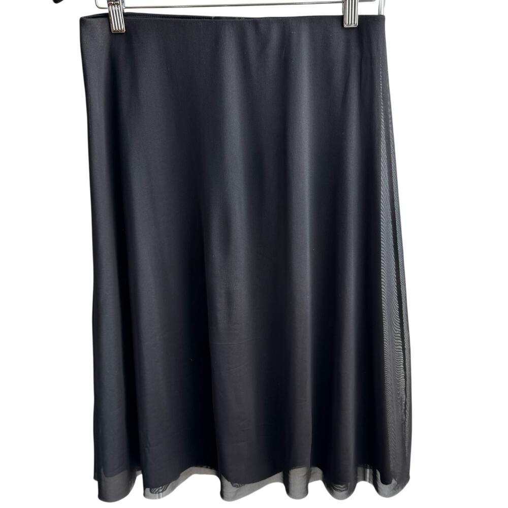 HALOGEN Skirt Womens M Black Sheer Overlay Midi Slip Y2K Minimalist Whimsygoth